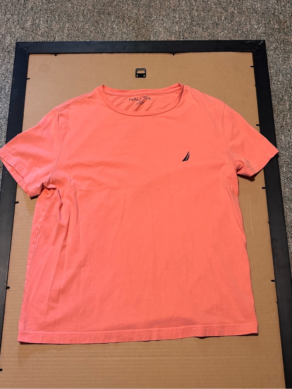 Nautica Mens Shirt Medium Coral Performance Tee Short Sleeve Crew Neck Logo